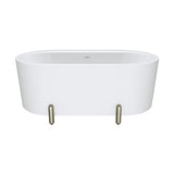 Aluca Freestanding Bath, 1500mm Matt White with Brushed Nickel Legs with overflow