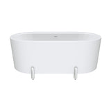Aluca Freestanding Bath, 1500mm Matt White with Chrome Legs with overflow