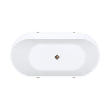 Aluca Freestanding Bath, 1500mm Matt White with Brushed Copper Legs with overflow