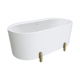 Aluca Freestanding Bath, 1500mm Matt White with Urban Brass Legs with overflow