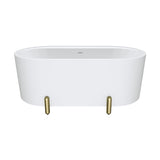 Aluca Freestanding Bath, 1500mm Matt White with Urban Brass Legs with overflow