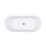 Aluca Freestanding Bath, 1500mm Matt White with Urban Brass Legs with overflow