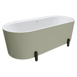 Aluca Freestanding Bath, 1700mm Matt Olive with Matt Black Legs with overflow