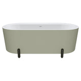 Aluca Freestanding Bath, 1700mm Matt Olive with Matt Black Legs with overflow