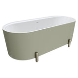 Aluca Freestanding Bath, 1700mm Matt Olive with Brushed Nickel Legs with overflow