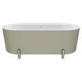 Aluca Freestanding Bath, 1700mm Matt Olive with Brushed Nickel Legs with overflow