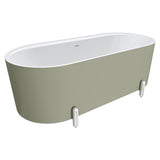 Aluca Freestanding Bath, 1700mm Matt Olive with Chrome Legs with overflow
