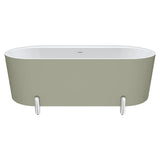 Aluca Freestanding Bath, 1700mm Matt Olive with Chrome Legs with overflow