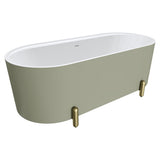 Aluca Freestanding Bath, 1700mm Matt Olive with Urban Brass Legs with overflow