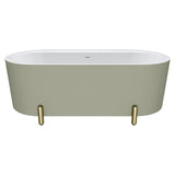 Aluca Freestanding Bath, 1700mm Matt Olive with Urban Brass Legs with overflow