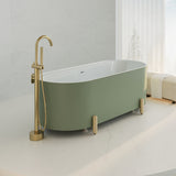 Aluca Freestanding Bath, 1700mm Matt Olive with Urban Brass Legs with overflow