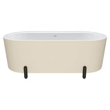 Aluca Freestanding Bath, 1700mm Matt Khaki with Matt Black Legs with overflow