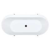 Aluca Freestanding Bath, 1700mm Matt Khaki with Matt Black Legs with overflow