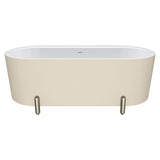 Aluca Freestanding Bath, 1700mm Matt Khaki with Brushed Nickel Legs with overflow