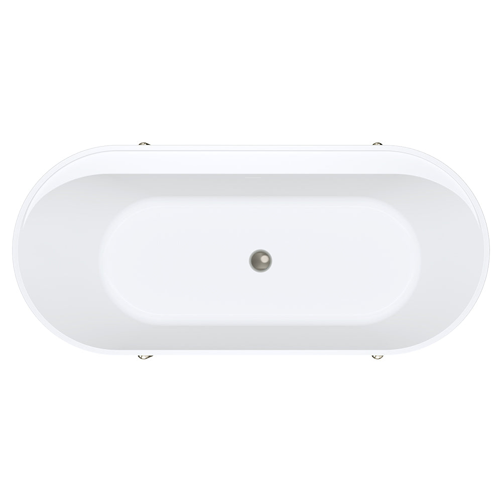 Aluca Freestanding Bath, 1700mm Matt Khaki with Brushed Nickel Legs with overflow
