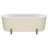 Aluca Freestanding Bath, 1700mm Matt Khaki with Brushed Copper Legs with overflow