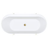 Aluca Freestanding Bath, 1700mm Matt Khaki with Urban Brass Legs with overflow