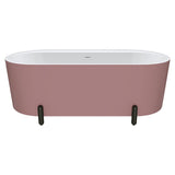 Aluca Freestanding Bath, 1700mm Matt Rouge with Matt Black Legs with overflow