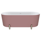 Aluca Freestanding Bath, 1700mm Matt Rouge with Brushed Nickel Legs with overflow