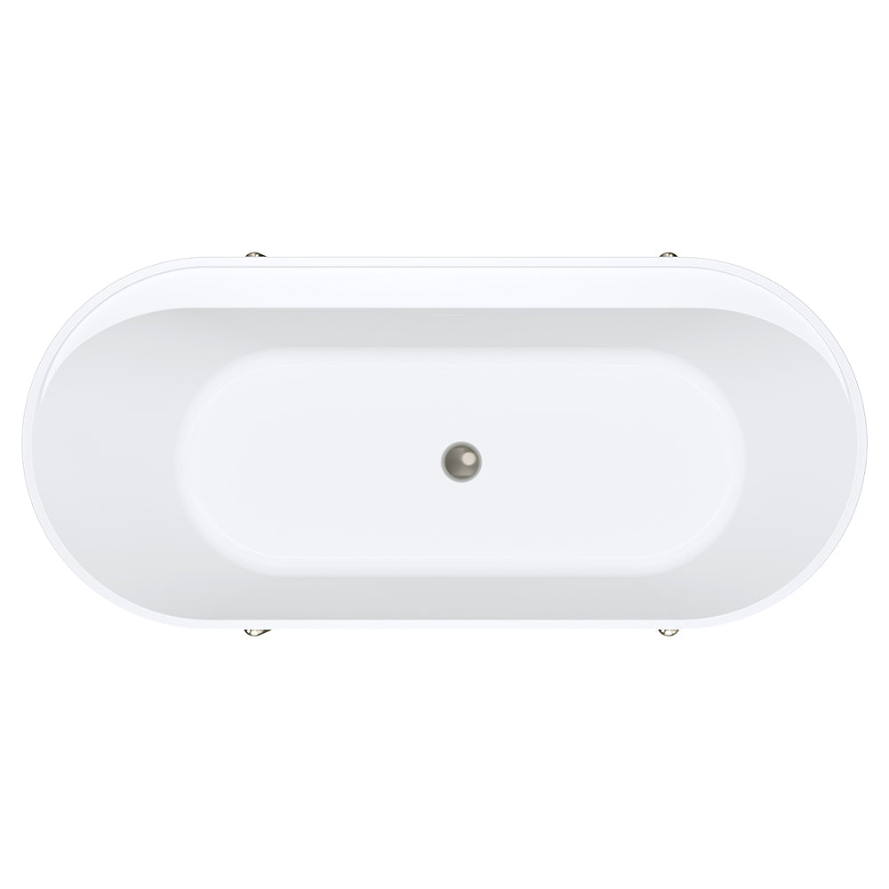 Aluca Freestanding Bath, 1700mm Matt Rouge with Brushed Nickel Legs with overflow