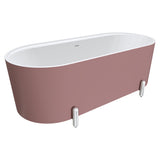 Aluca Freestanding Bath, 1700mm Matt Rouge with Chrome Legs with overflow
