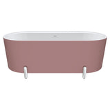 Aluca Freestanding Bath, 1700mm Matt Rouge with Chrome Legs with overflow