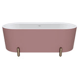 Aluca Freestanding Bath, 1700mm Matt Rouge with Brushed Copper Legs with overflow