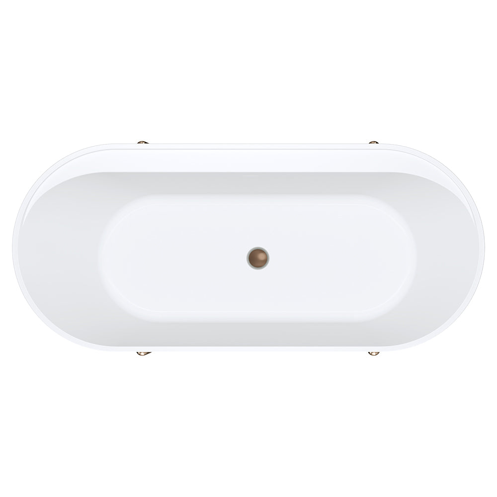Aluca Freestanding Bath, 1700mm Matt Rouge with Brushed Copper Legs with overflow
