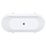Aluca Freestanding Bath, 1700mm Matt Rouge with Brushed Copper Legs with overflow