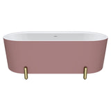 Aluca Freestanding Bath, 1700mm Matt Rouge with Urban Brass Legs, with overflow