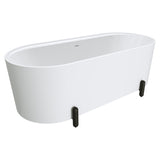 Aluca Freestanding Bath, 1700mm Matt White with Matt Black Legs with overflow