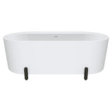 Aluca Freestanding Bath, 1700mm Matt White with Matt Black Legs with overflow