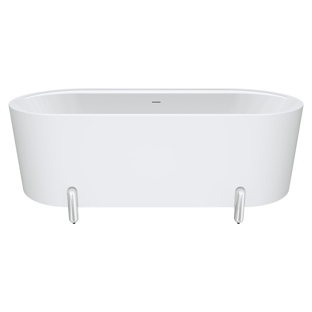 Aluca Freestanding Bath, 1700mm Matt White with Chrome Legs