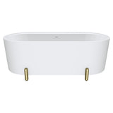 Aluca Freestanding Bath, 1700mm Matt White with Urban Brass Legs with overflow