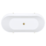 Aluca Freestanding Bath, 1700mm Matt White with Urban Brass Legs with overflow