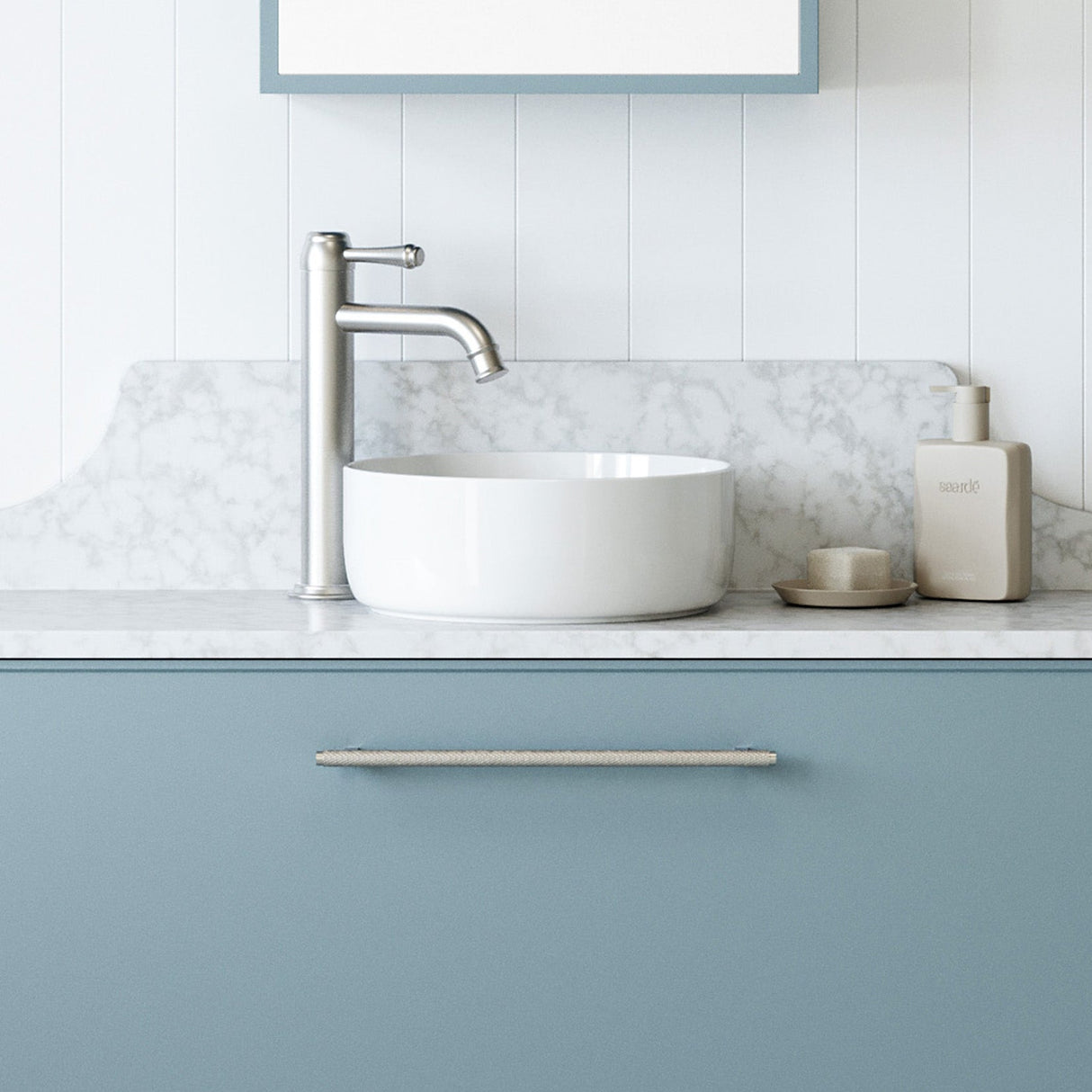 A lifestyle image of Timberline's Gem Basin 305mm White Gloss