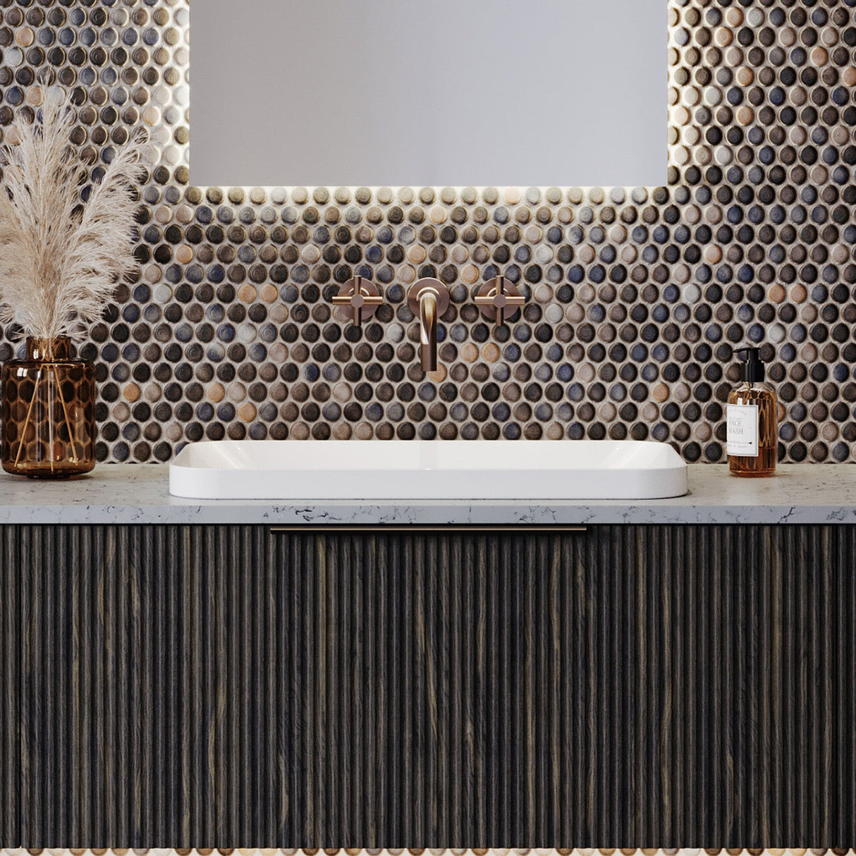 A lifestyle image of Timberline's George Basin 600mm White Gloss