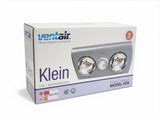 KLEIN 3 in 1 Bathroom Heat Exhaust - R63 60watt Incandescent Globe - Silver (Clearance)