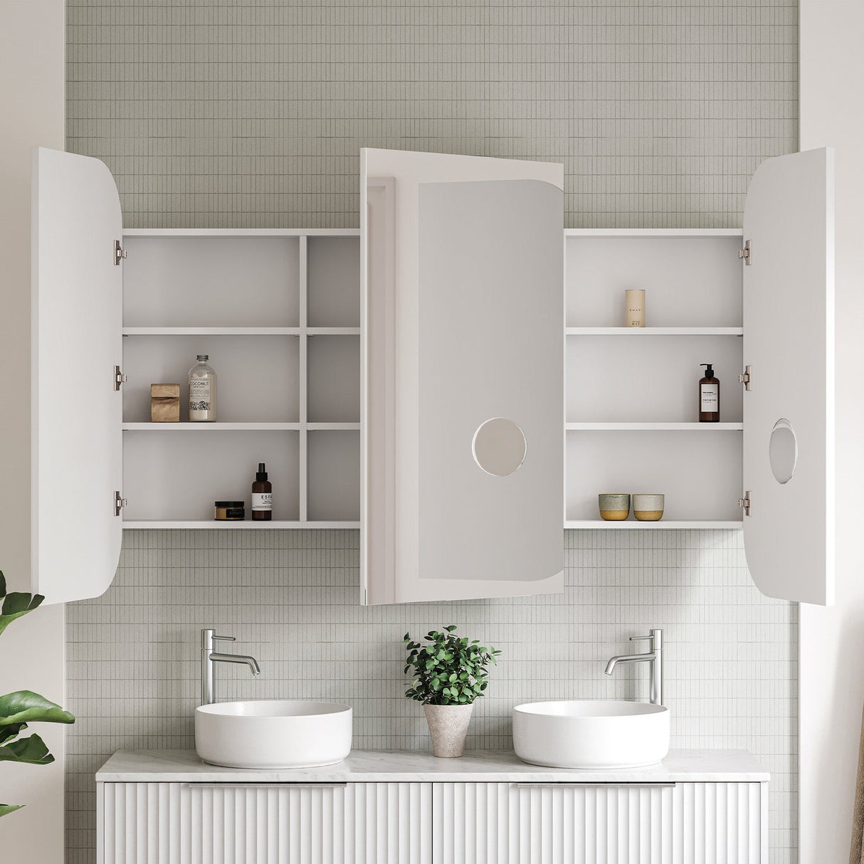Jazz Arch Mirror Cabinet 1500mm Three Door Platinum Collection (JZA-SC-1500-3-P)