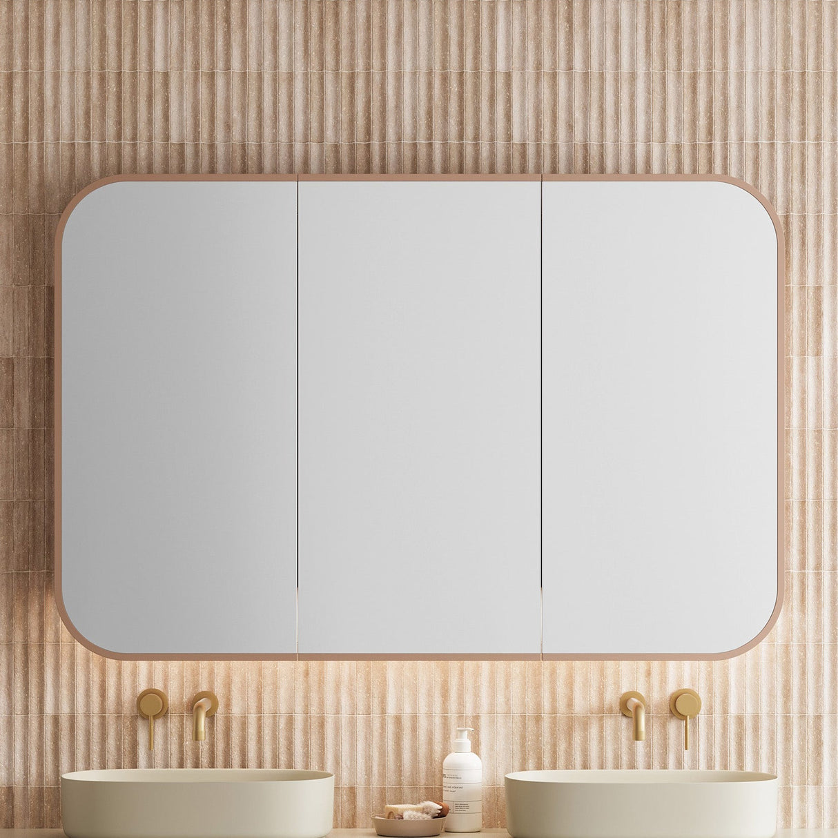 Jazz Arch Frame Mirror Cabinet 1530mm Three Door Gold Collection (JZAF-SC-1530-3-G)