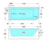 Casey Left Corner 1700 Bath Gloss White