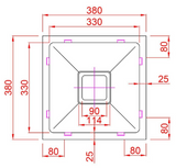 Single Square Bowl Stainless Steel Kitchen Sink Square Waste KSS-330