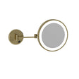 3x Magnification Brushed Brass Wall Mounted Shaving Mirror, 250mm Diameter with Concealed Wiring