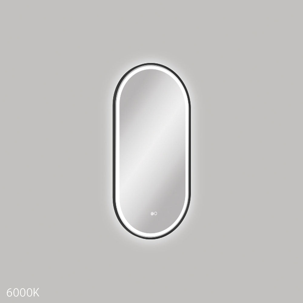 Empire LED Matt Black Framed Mirror, 450 x 900mm