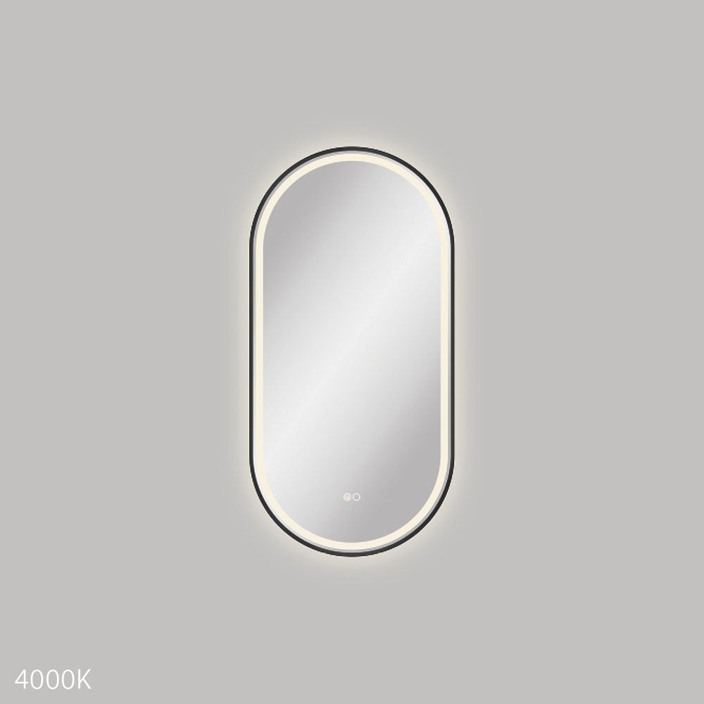 Empire LED Matt Black Framed Mirror, 450 x 900mm