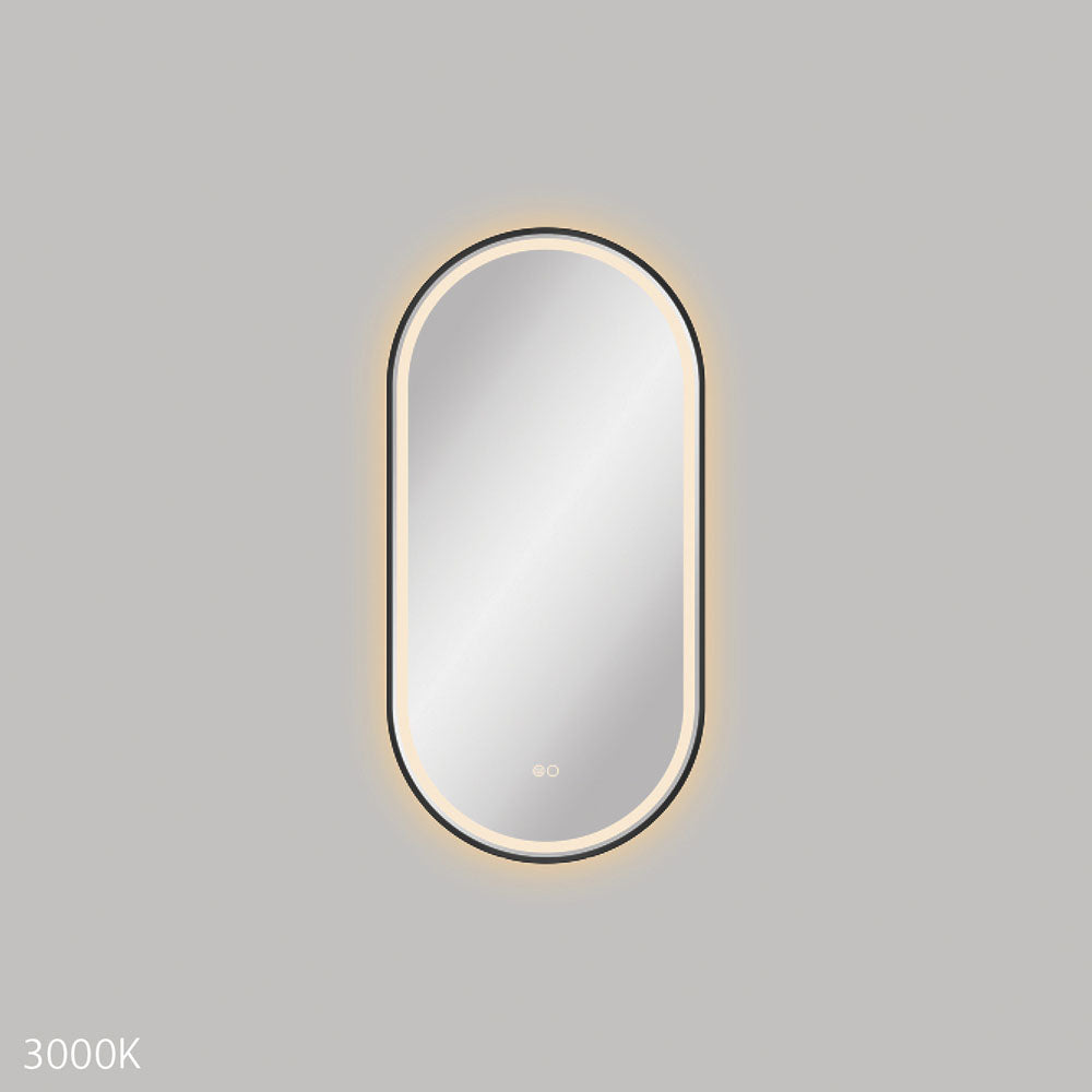 Empire LED Matt Black Framed Mirror, 450 x 900mm