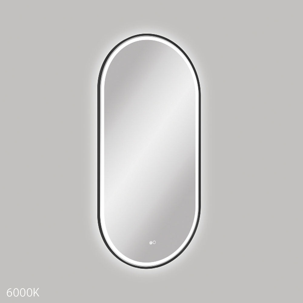 Empire LED Matt Black Framed Mirror, 600 x 1200mm