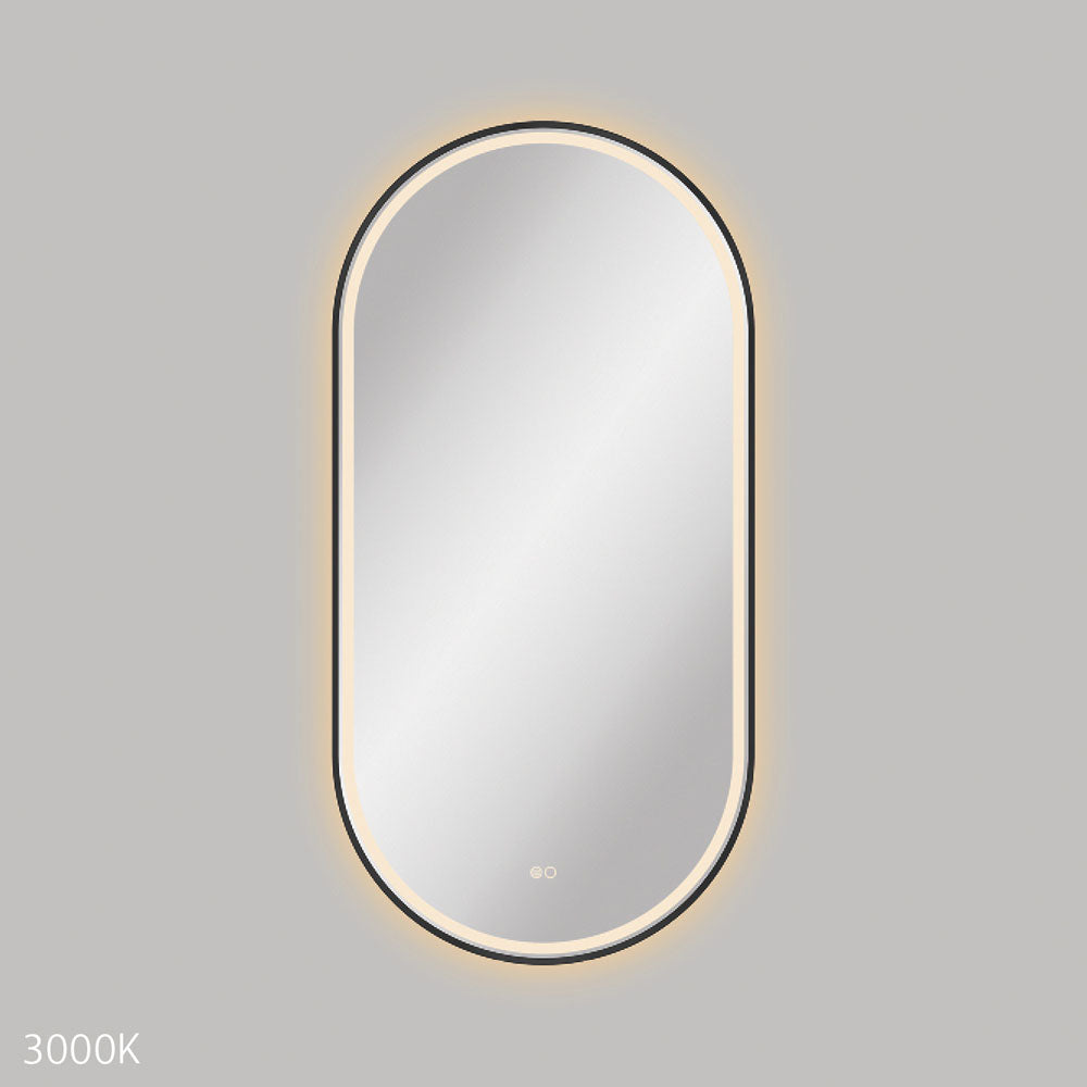 Empire LED Matt Black Framed Mirror, 600 x 1200mm