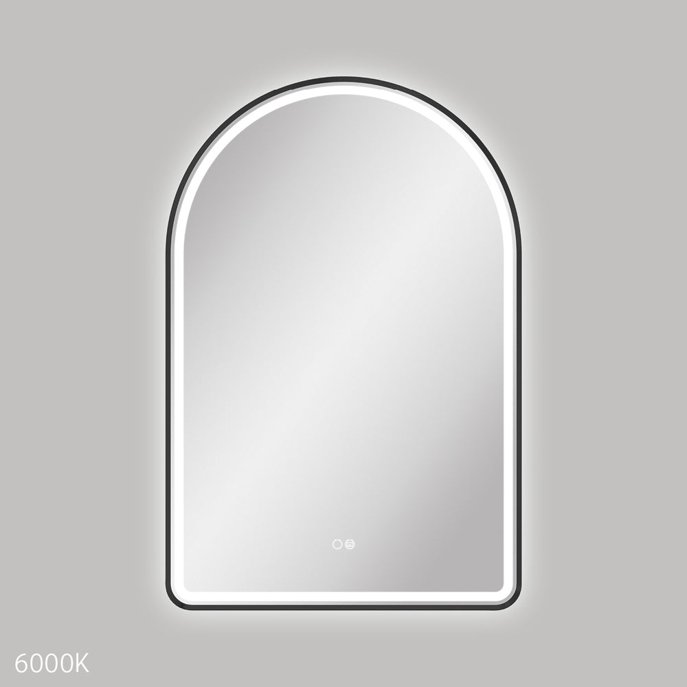 Valentina LED Matt Black Framed Mirror, 600 x 900mm