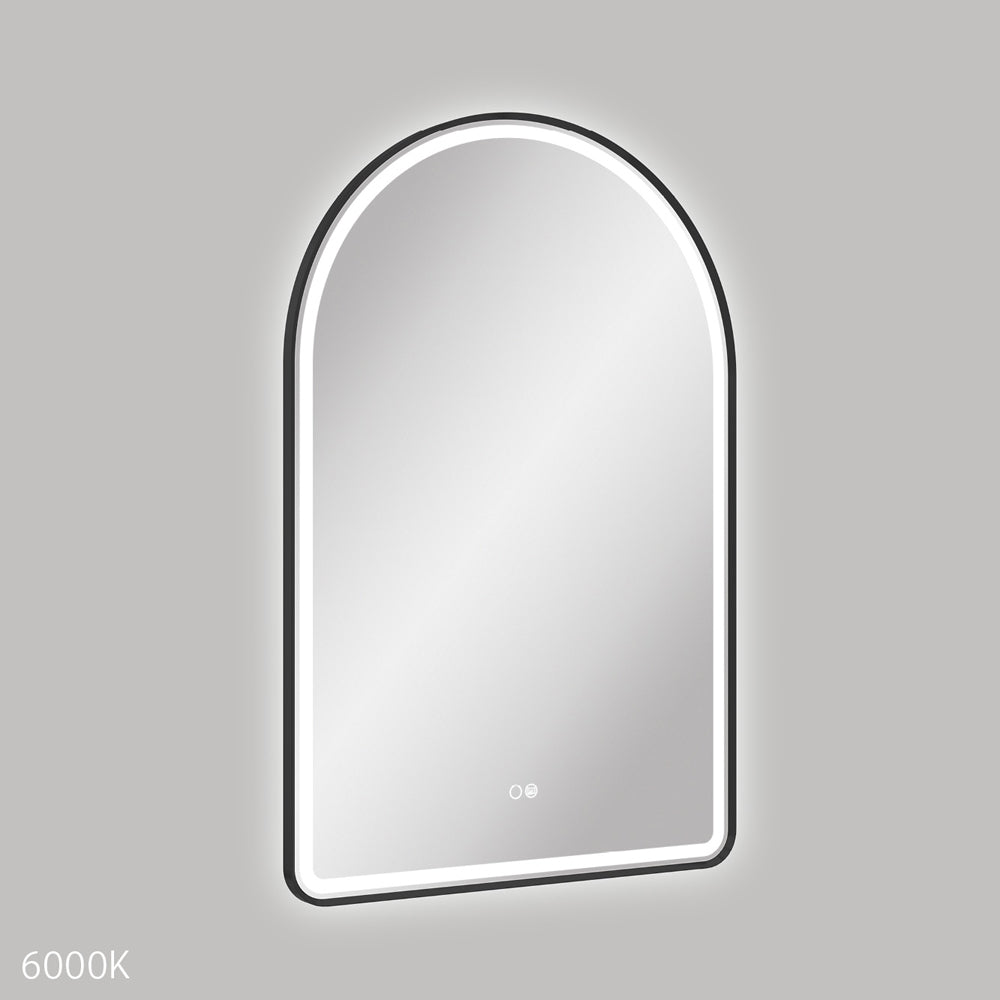 Valentina LED Matt Black Framed Mirror, 600 x 900mm